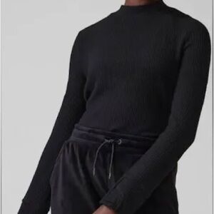 Athleta Girl Black Ribbed Mockneck Sweater